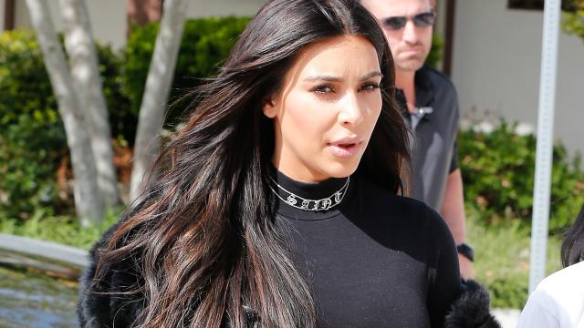 Kim Kardashian Wears Diamond 'Saint' Necklace With Skintight