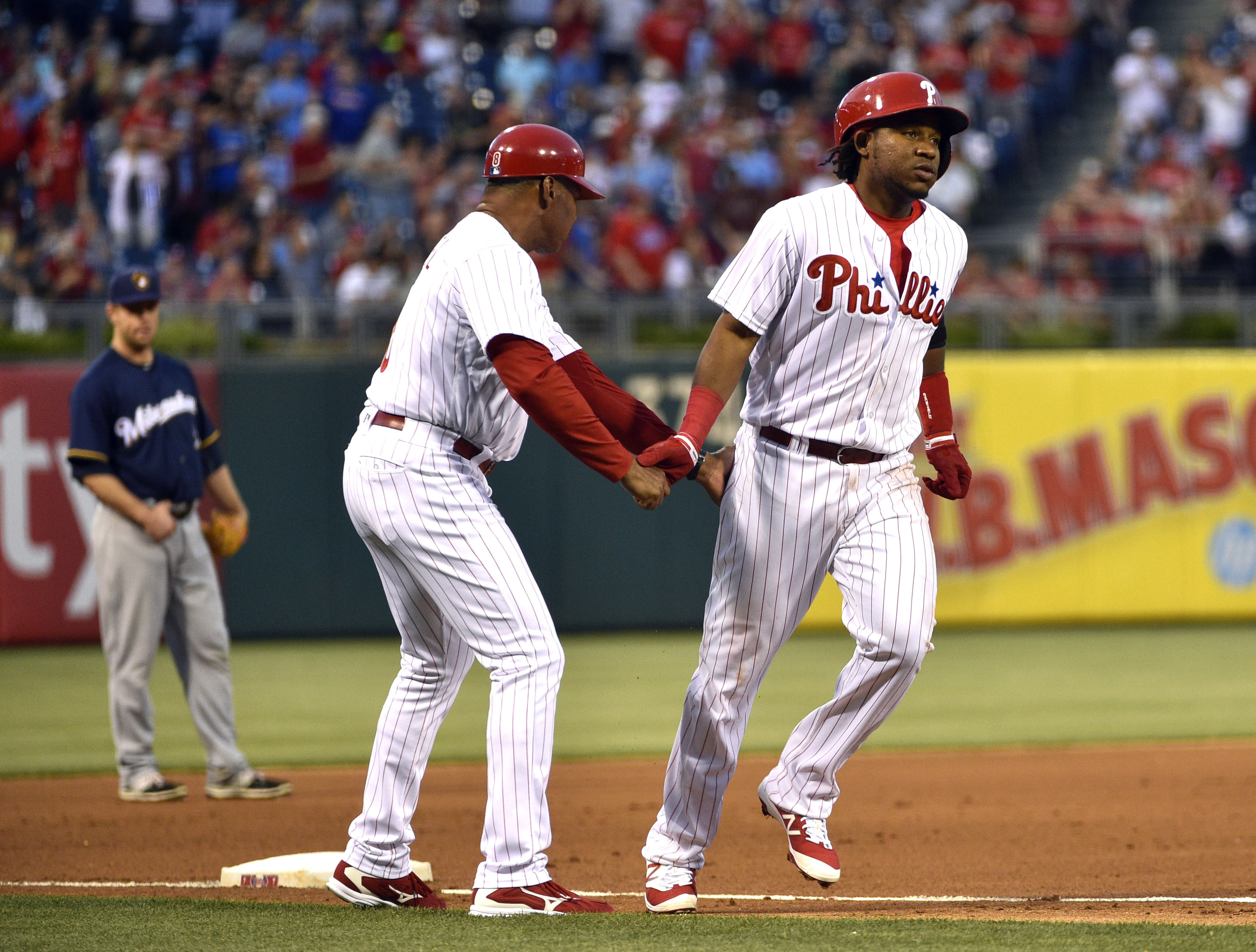 Phillies manage only two hits, strike out 13 times in 4-0 loss to the  Milwaukee Brewers