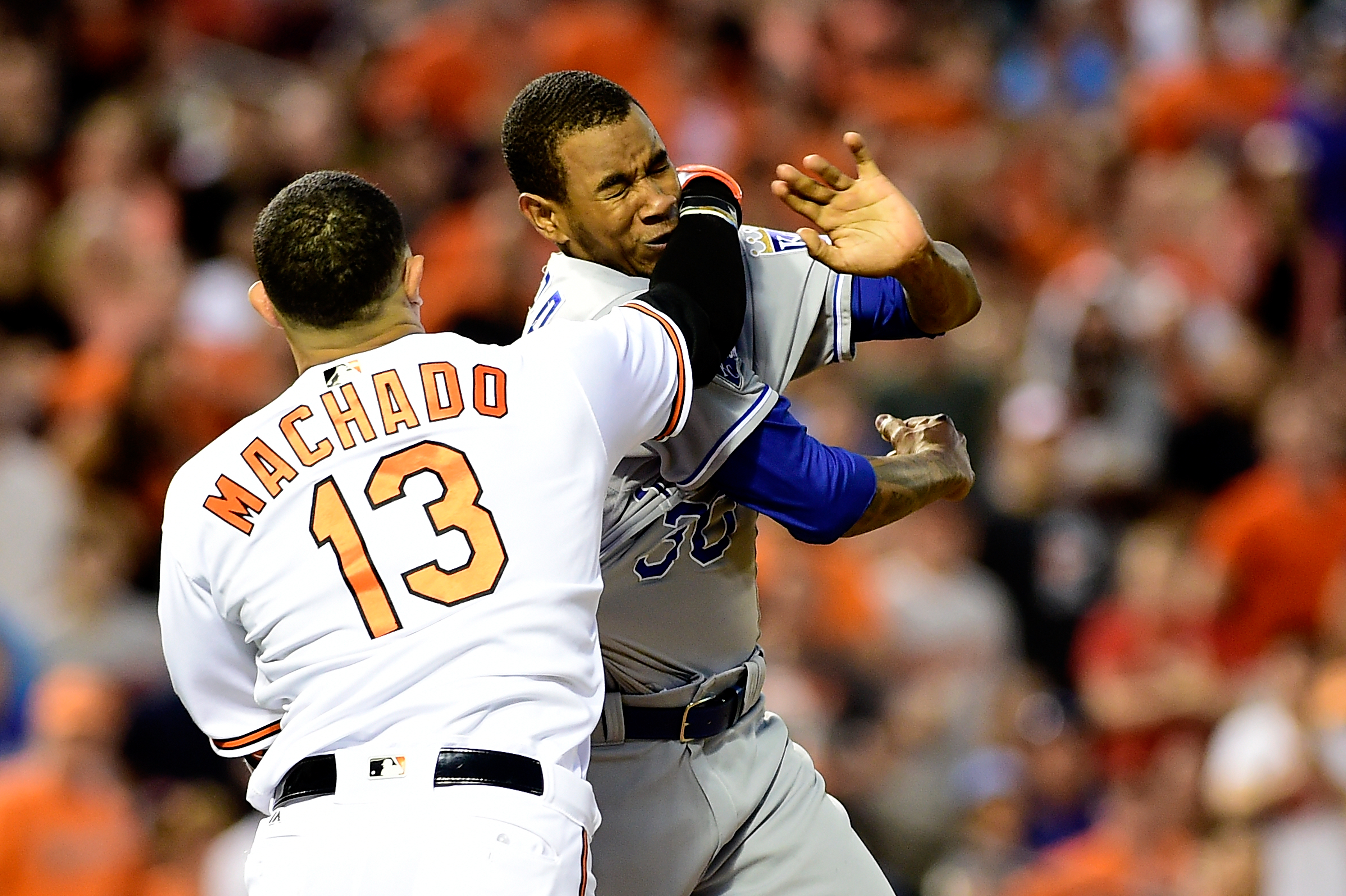 Manny Machado in the middle of benches-clearing argument in NLCS Game 4