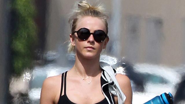 Julianne Hough bares impressively flat midriff after a workout in