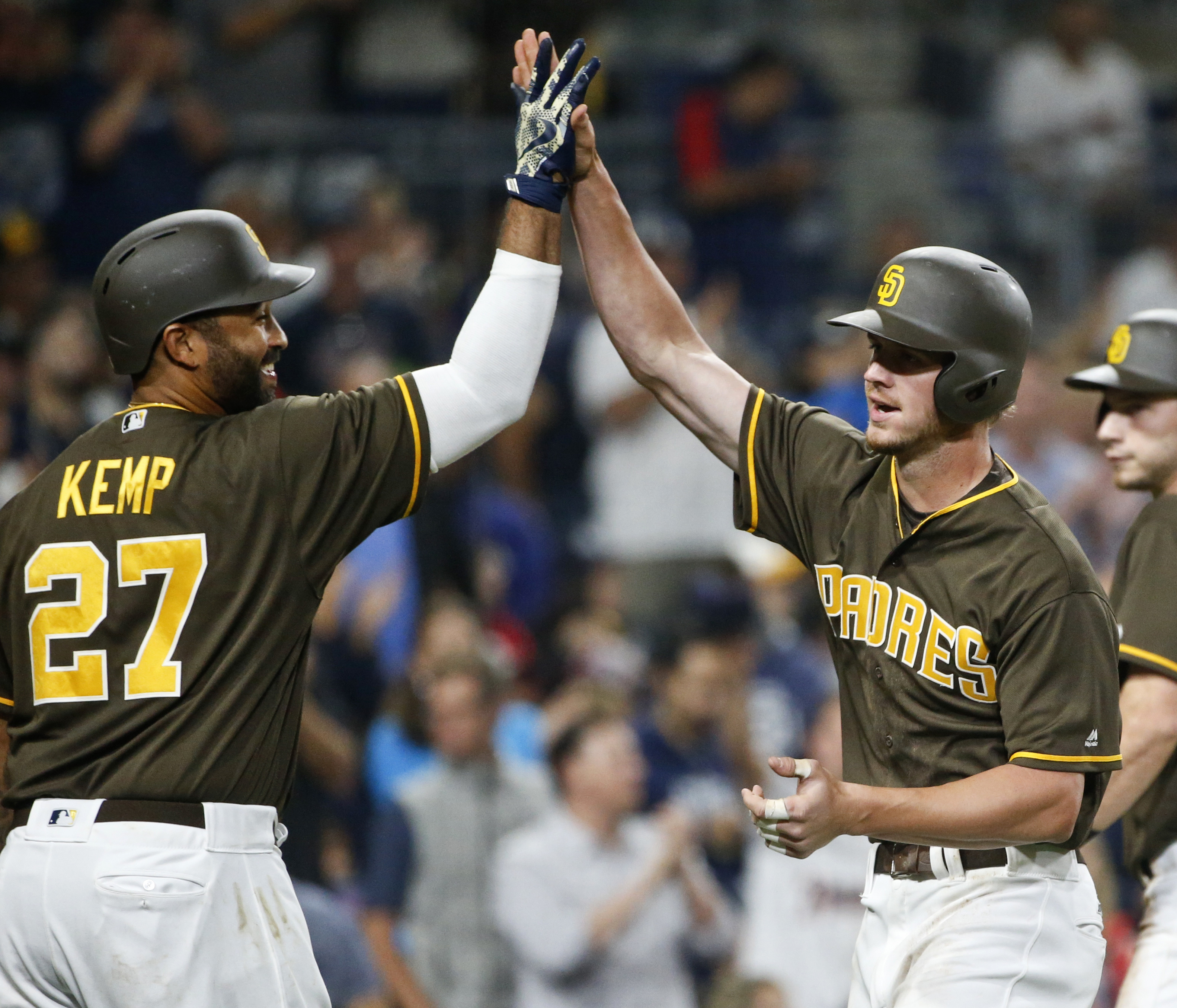 Padres' Wil Myers hits ball twice on one swing for RBI single