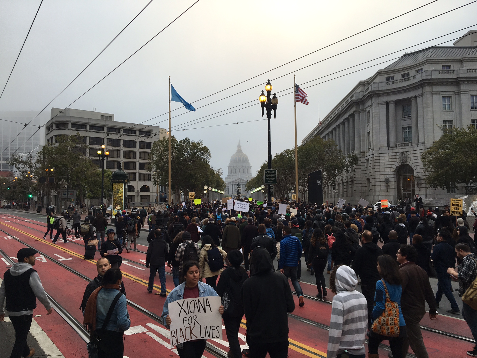 Hundreds in San Francisco protest police killings in peaceful rally