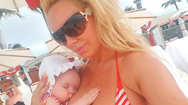 Coco Austin & Daughter Chanel In Animal Print Bathing Suits