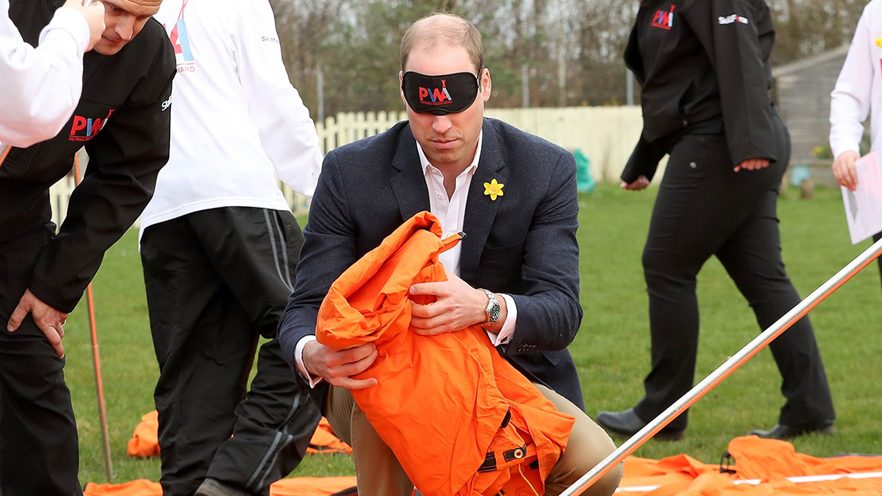 Prince William Pitches a Tent While Blindfolded With the Help of School