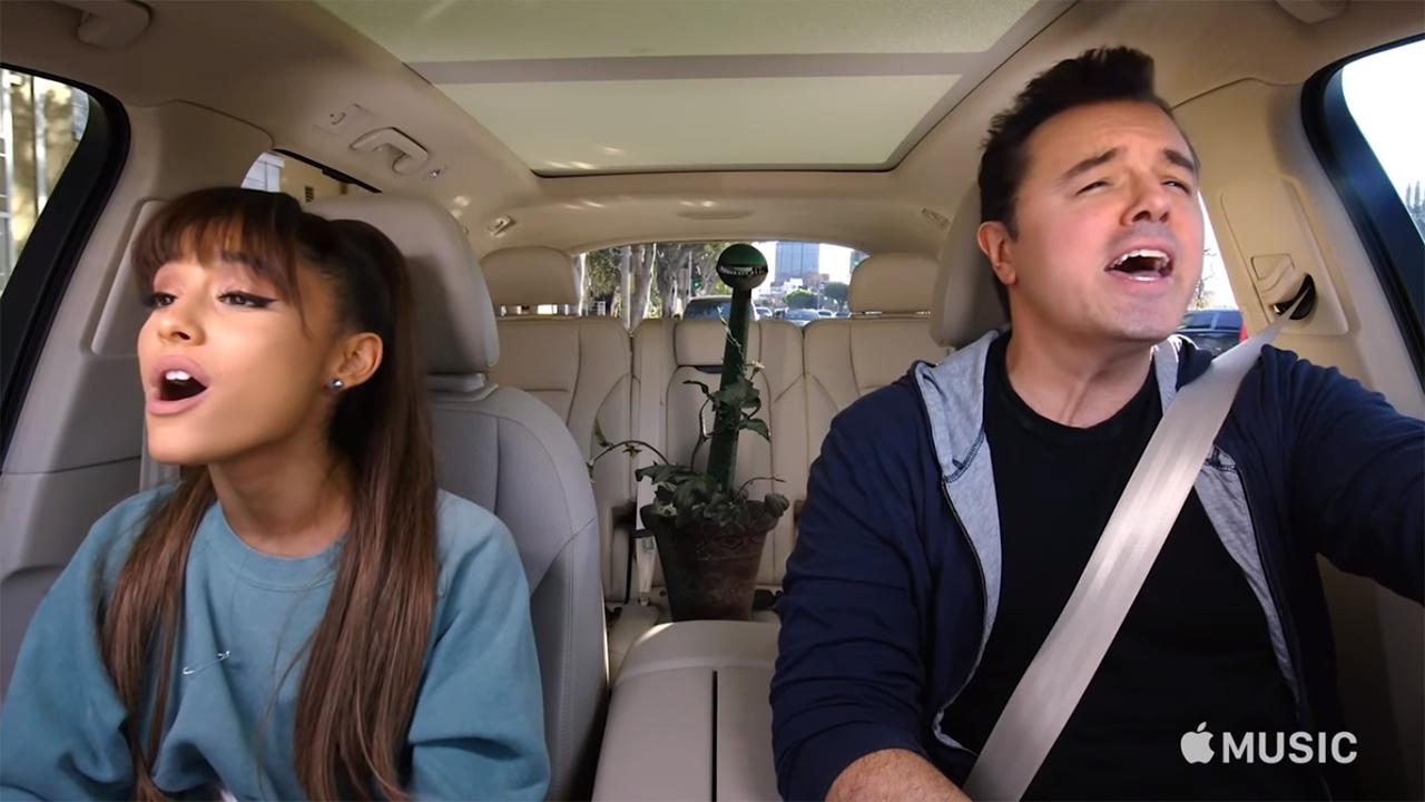 Ariana Grande and Seth MacFarlane Are Broadway Ready After This 'Suddenly  Seymour' Cover on 'Carpool | wfaa.com, image size:1280x720