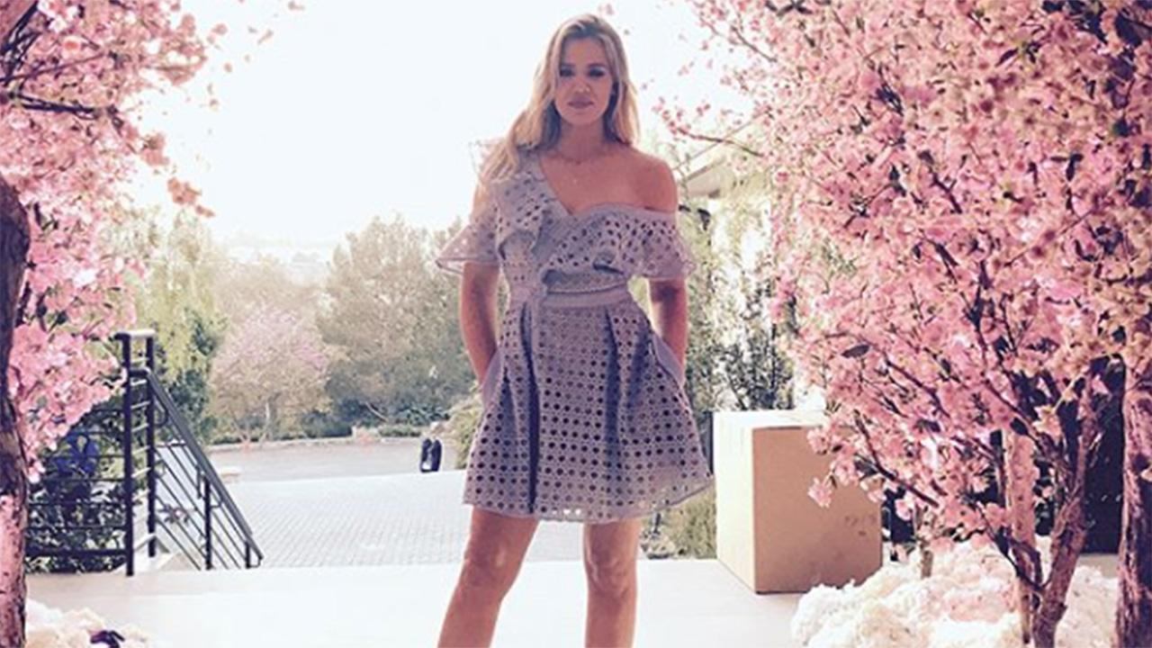 Khloe Kardashian Hides Baby Bump In Cute Sundress At Kim S Baby